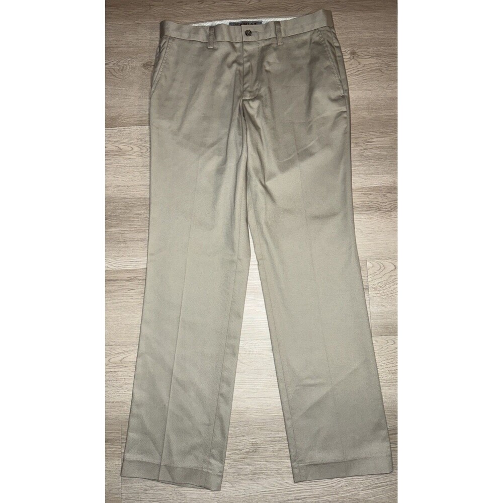 Ariat Performance Khaki Pants Mens 32x34 Beige Flat Front Dress Chino Classic - Picture 2 of 8
